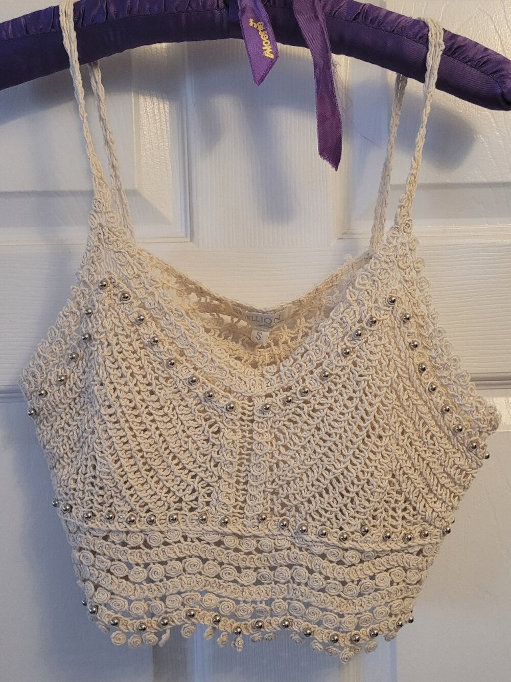 😎😎😎🎉NWT🎉Rebellion Crochet Cropped Top/ Silver Beading